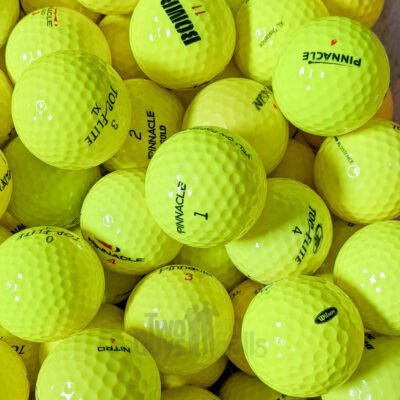 yellow used golf balls random mix
